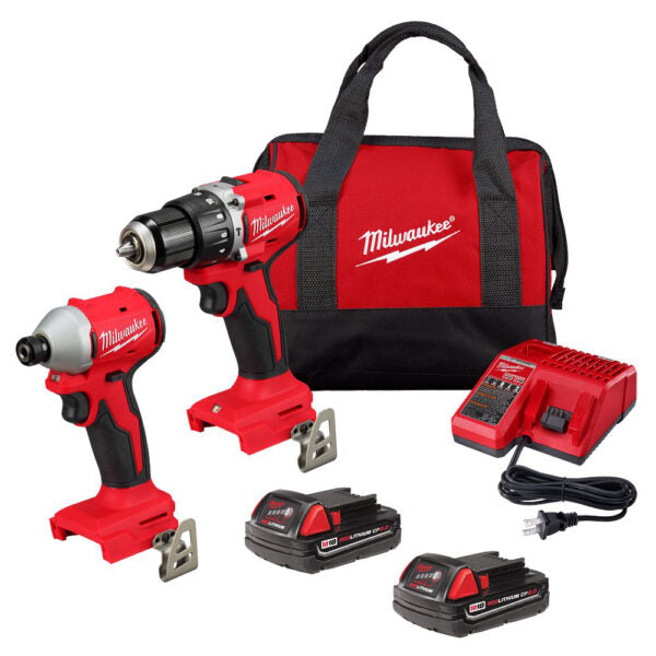 MILWAUKEE KIT de COMBO de 2 PIEZAS COMPACTO SIN ESCOBILLAS M18 DD
