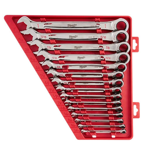 MILWAUKEE LLAVES DE TRINQUETE DE COMBINACION SAE 15 PZAS