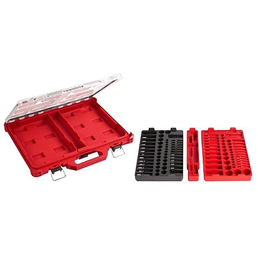 MILWAUKEE JUEGO DE LLAVE TRINQUETE Y DADOS DE 1/4" Y 3/8" 106 pza