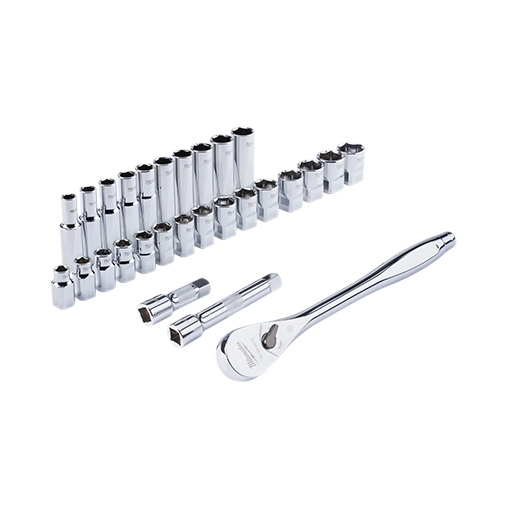 MILWAUKEE JUEGO DE 28 PC CARRACA Y VASOS METRICOS DE 1/2