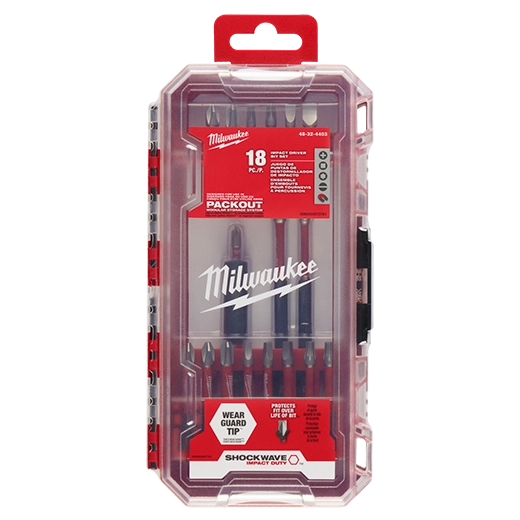 MILWAUKEE JUEGO DE 18 PIEZAS PUNTAS PHILLIPS PLANAS TORX CUADRADAS