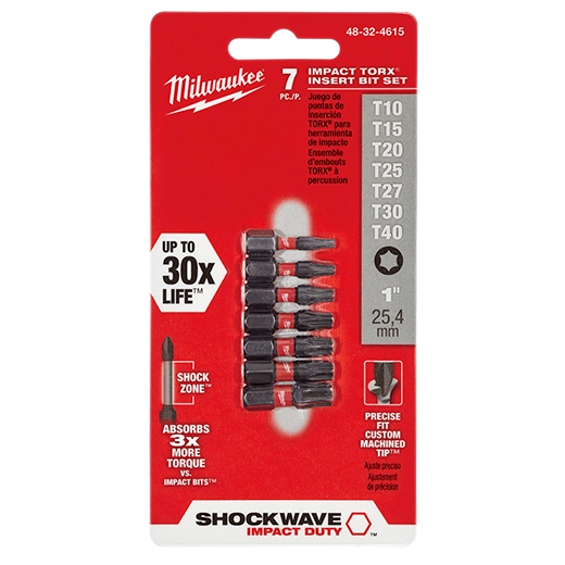 MILWAUKEE JUEGO DE 7 PIEZAS PUNTAS TORX