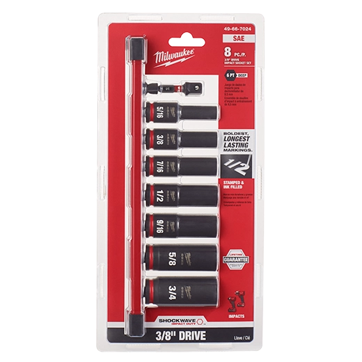 MILWAUKEE JUEGO DE RIELES DE ENCHUFE  DE 3/8 " 8PZ