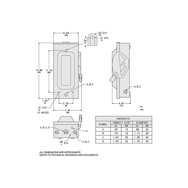 SQUARE D INT INDUSTRIAL 240VCA NEMA 3R 3X60A