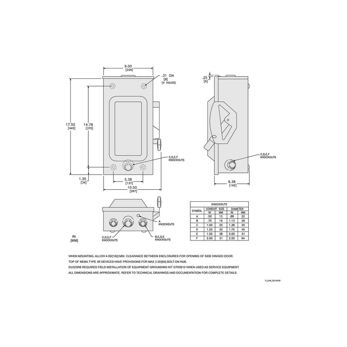 SQUARE D INT SEGURIDAD 3X100 AMPS 240V DESCONECTAD