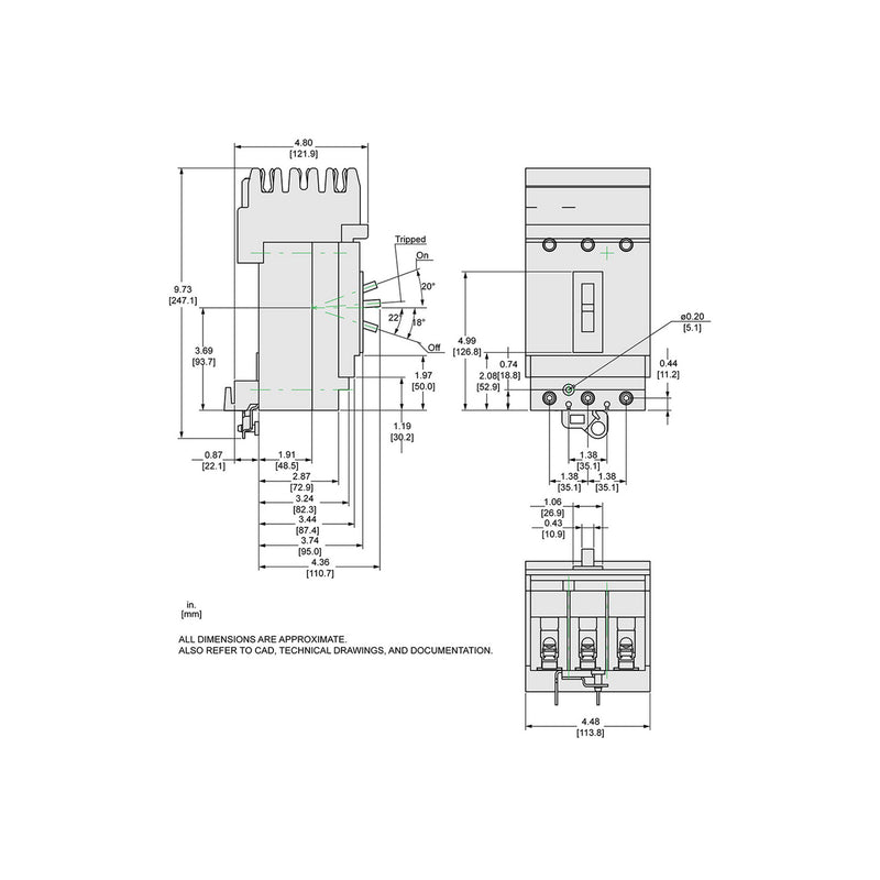 SQUARE D INT TERMOMAG I-LINE 3X125A 65KA 480VAC 250VDC