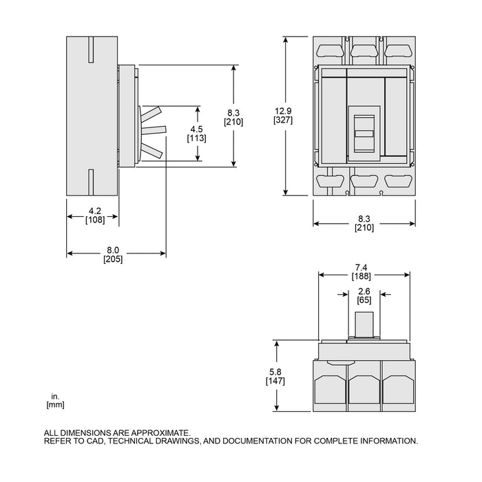 SQUARE D INT ELECTRONICO C/ZAPATA 3X400 35KA 480VAC