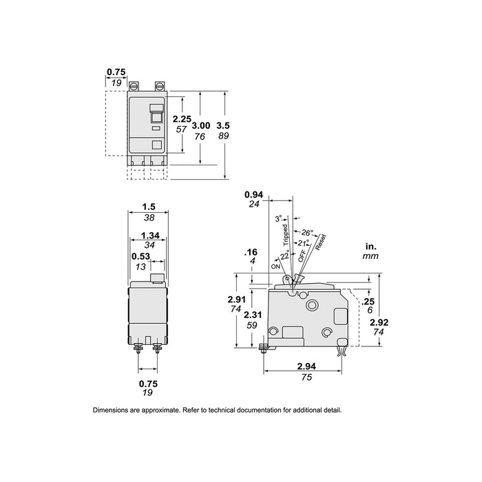 SQUARE D INT TERMOMAG QOB ATORNILLAR 10-KACI-240V