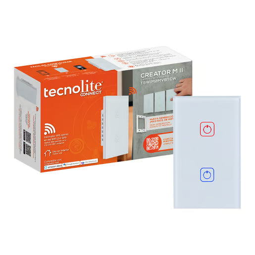 TECNOLITE APAGADOR INTELIGENTE WIFI 2 BOTONES TACTILES CALE NEUTR