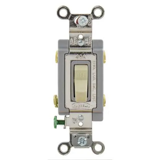 HUBBELL INTER TOGGLE 2P 30A 120/277V MARFIL