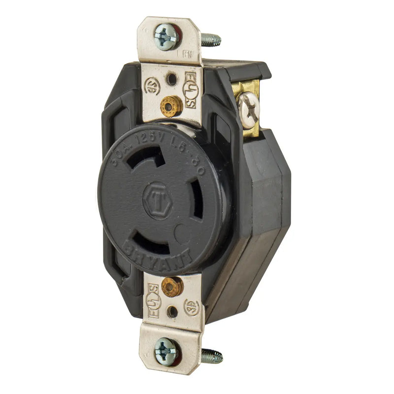 BRYANT LKG RCPT 30A 125V L5-30R BK 70530FR