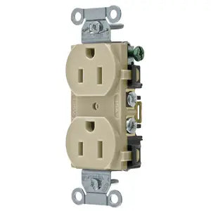 HUBBELL RCEPT. DUPLEX SB COM GRD 15A 125V B/S IV