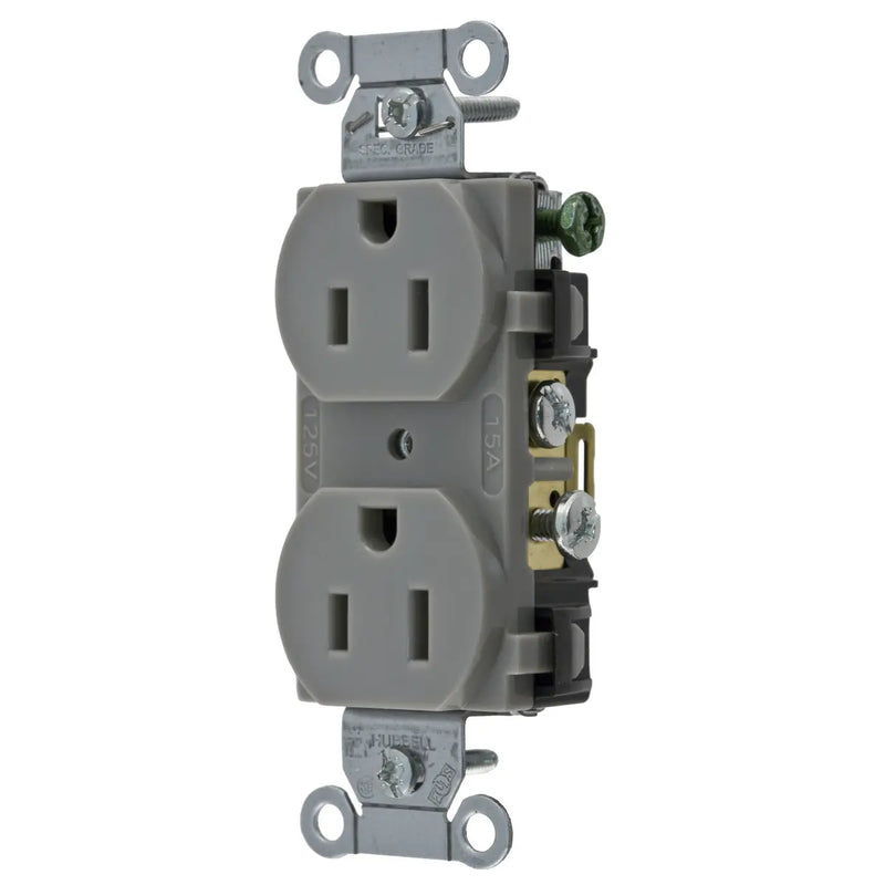 HUBBELL RECEP DPLX. COMER. 2P 3H 15A 125V GRIS