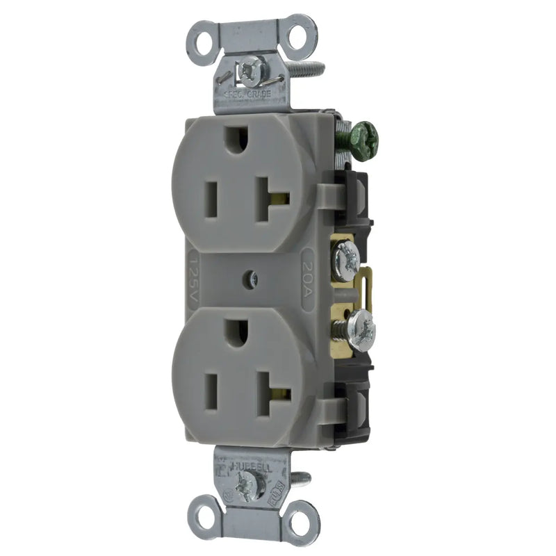 HUBBELL DUP RCPT COMM GRD 20A 125V 5-20R GY CR20GRY