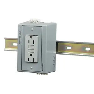 HUBBELL DIN-R UTL BOX 15A 125V DUP GFCI W/AC-GY