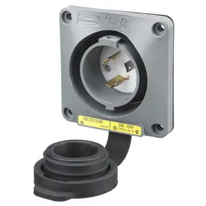HUBBELL RECEPT T LOCK P/PANEL 2P 3H 20AMP 125V