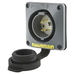 HUBBELL RECEPT T LOCK P/PANEL 2P 3H 20AMP 125V
