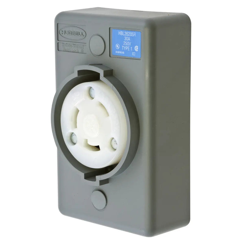 HUBBELL LKG S/SHRD RCPT L6-30R SURF MT GY