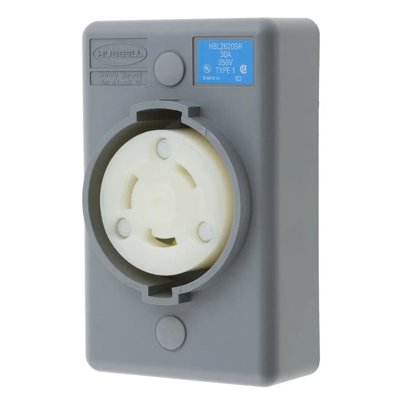 HUBBELL LKG S/SHRD RCPT L6-30R SURF MT GY
