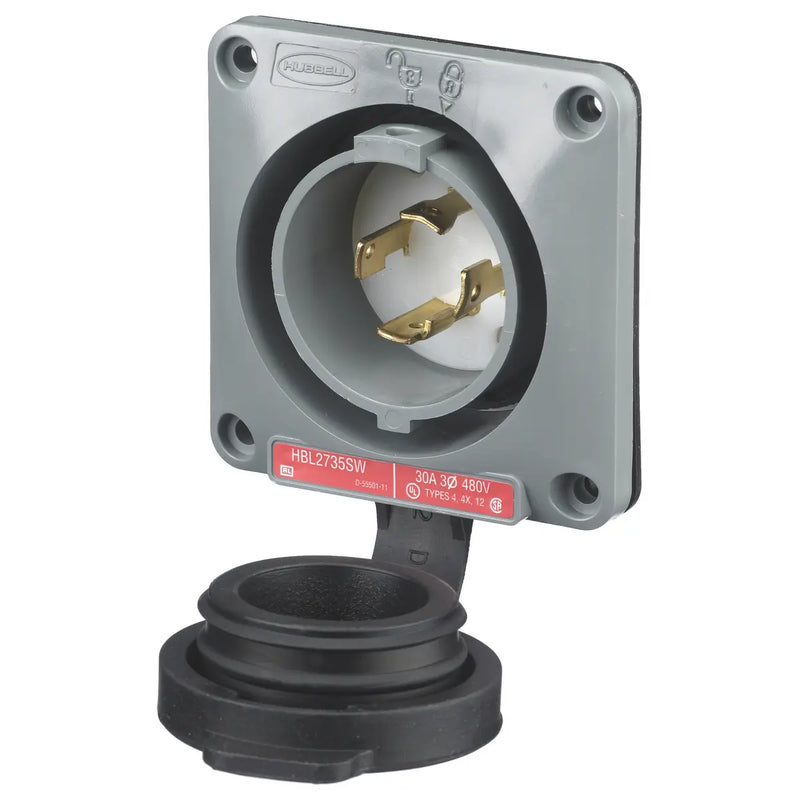 HUBBELL RECEPT T LOCK WATERTIGHT 3P 4H 30A 250V