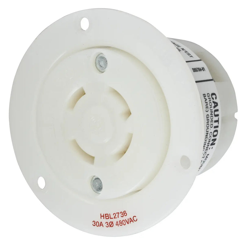 HUBBELL RECEPT T LOCK BRID P/PANEL 3P 4H 30A 480V
