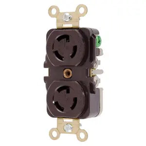 HUBBELL RECEP DPLX 1/2 V 2P 3H 15A 277V MARRON
