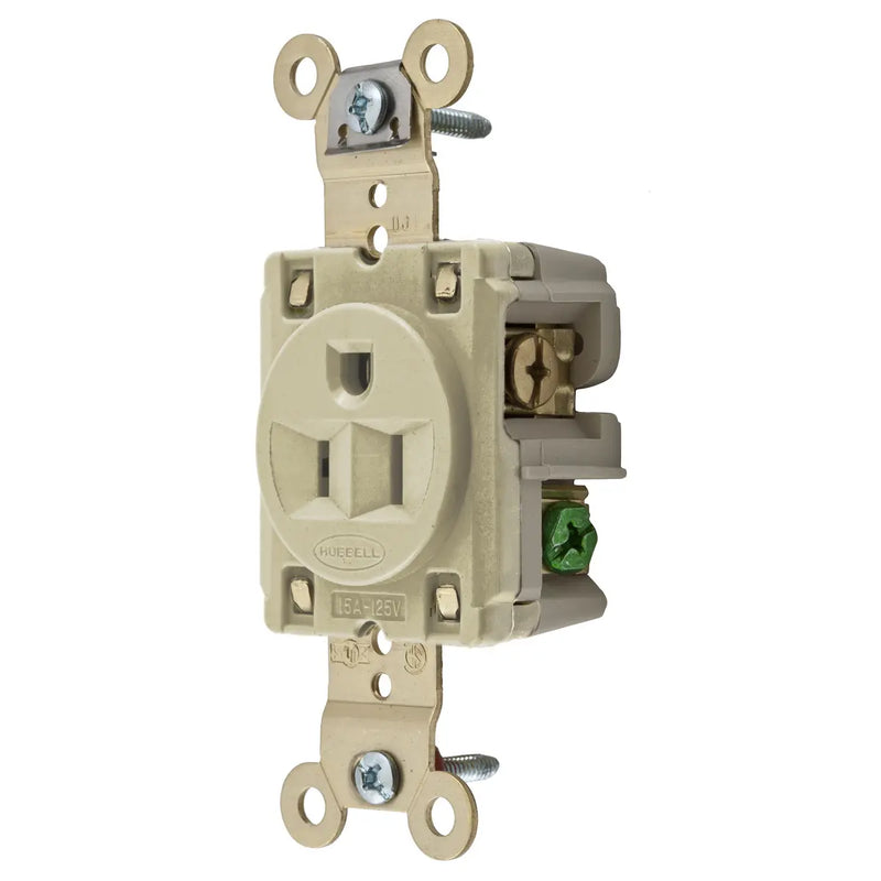 HUBBELL RECEPTACULO SENCILLO ER 2P 3H 15A 125V MARFIL