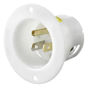 HUBBELL FLANGED INLET 15A 125V 5-15P WH HBL5278C
