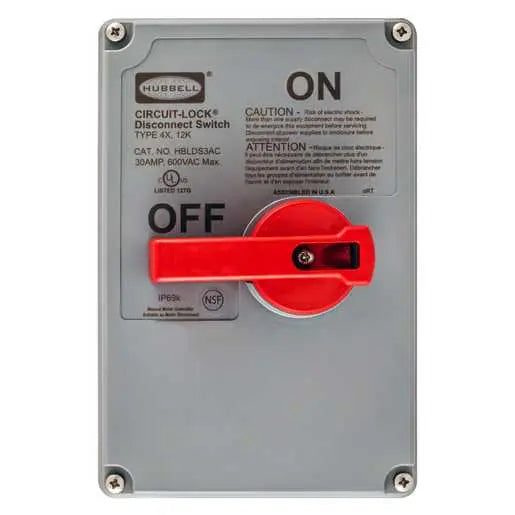 HUBBELL DISCONNECT 30A UNFUSED 4X  REP COVER