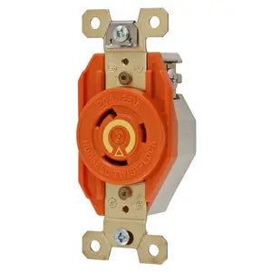 HUBBELL RECP 1/2VTA T A 2P 3H 20AMP 125V NARANJA