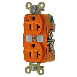 HUBBELL RECEP DUPLEX T AISLADA 2P3H 20AMP 125V NARANJA