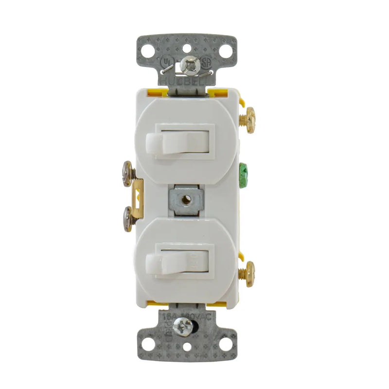 HUBBELL COMBO 2 INTERR TGL 1P 15A 120V BLANCO
