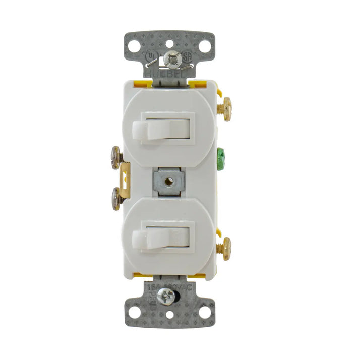 HUBBELL COMBO 2 INTERR TGL 1P 15A 120V BLANCO