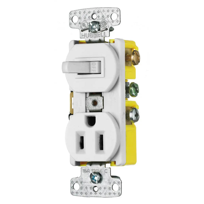 HUBBELL COMBO 1INT 1P 1RECPT 15A 125V BLANCO