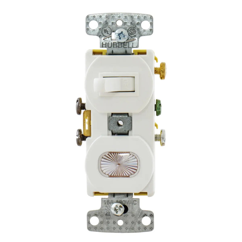 HUBBELL COMBO 1INT TGL 1P 1 LUZ PILOTO 15A 125V BLANCO