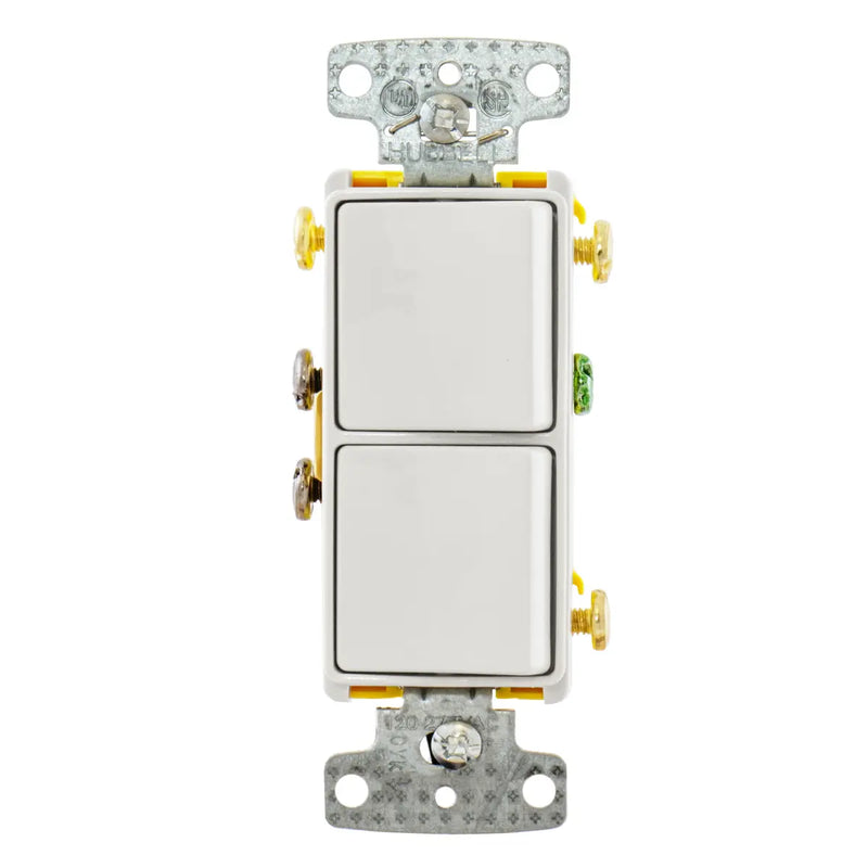 HUBBELL COMBO 2 INTERR DECOR 1P 3VIAS BLANCO