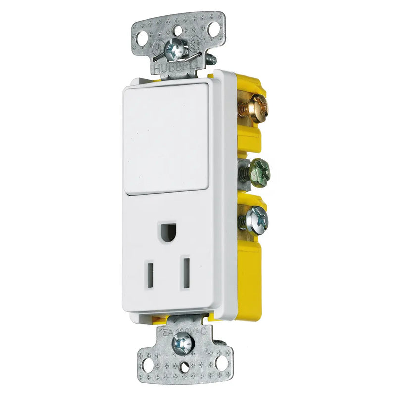 HUBBELL COMBO DECOR 1INT 1P 1REC 15A 125V BCO