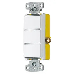 HUBBELL DECORA APAGADOR TRIPLE 15AMP 120V BCO