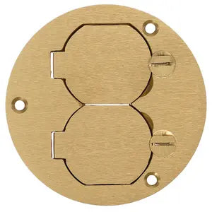 HUBBELL F-BOX CVR RND DUP FLAP BRS S3925