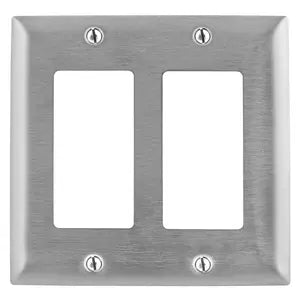 HUBBELL PLACA RECTANGULAR 2 GANGS ACERO INOX
