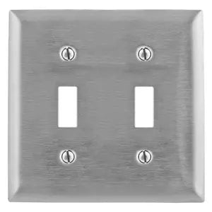 HUBBELL PLACA RECTANGULAR P/2 INTERRUPTORES ACERO INOX
