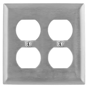 HUBBELL PLACA PARA DOS CONTACTOS DUPLEX ACERO INOXIDABLE