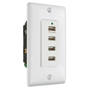 HUBBELL Usb Chrgr 4 Port 5Amp 5 Volt White SKU: USB4W