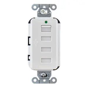HUBBELL Usb Chrgr 4 Port 5Amp 5 Volt White SKU: USB4W