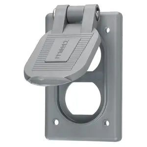 HUBBELL W/PROOF DUP PLATE 1G GY POLY FS MOUNT HBL5221