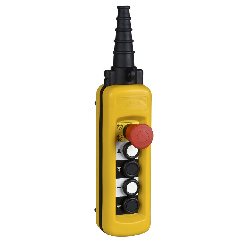 TELEMEC PENDANT CONTROL STATION XAC-A-4 PUSHBUTTONS 1 EMERGENCY