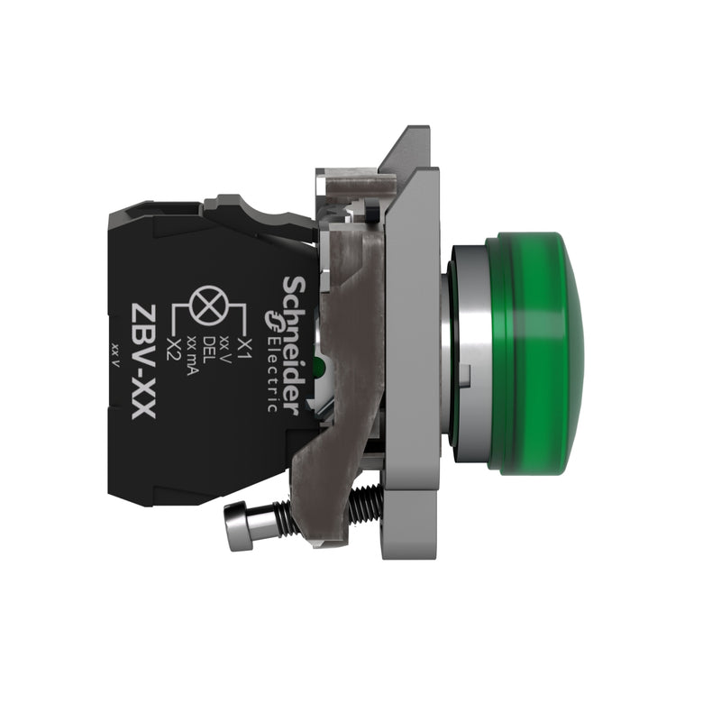 TELEMEC LAMPARA LED VERDE 24V AC/DC C/BASE METAL