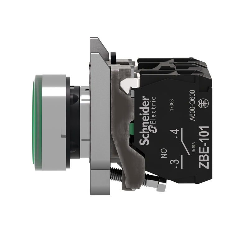 TELEMEC BOTON ILUM VERDE 1NA+1NC+LED 24V AC/DC -COMP METAL