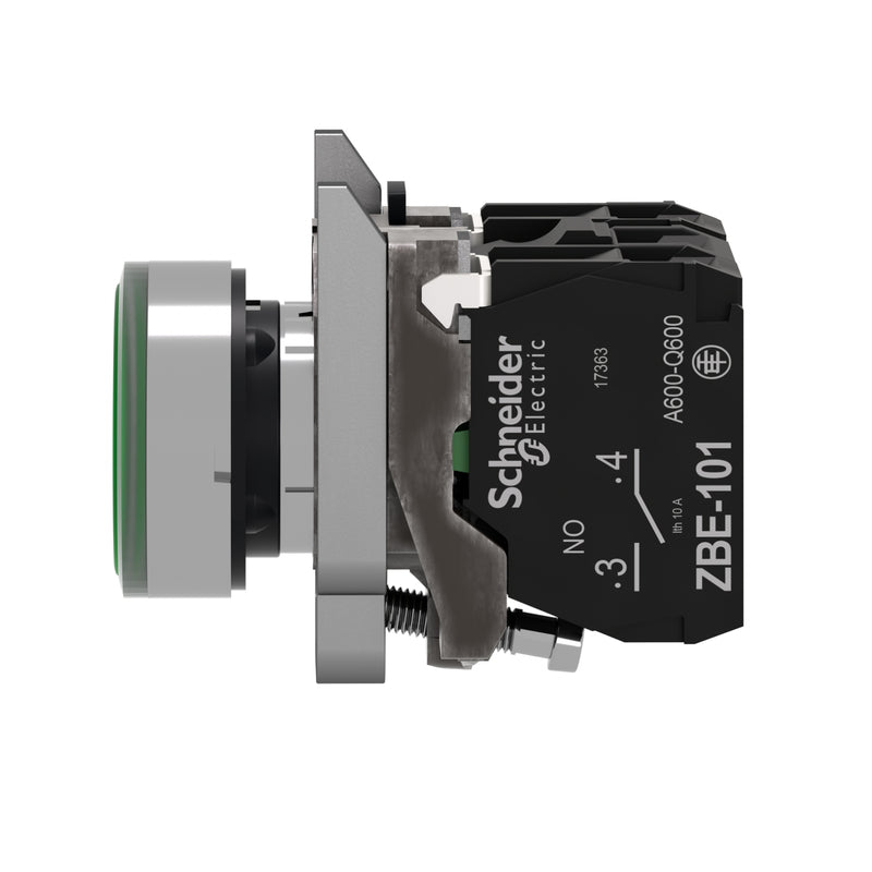 TELEMEC BOTON ILUM VERDE 1NA+1NC+LED 120VAC -COMP METAL