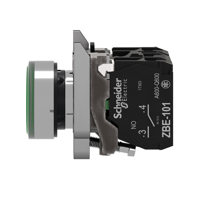 TELEMEC BOTON ILUM VERDE 1NA+1NC+LED 120VAC -COMP METAL